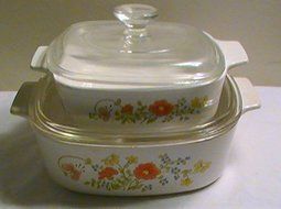 Corning Wildflower Casserole-- 2 Casseroles--1 Qt. and 2 Qt. With Lids