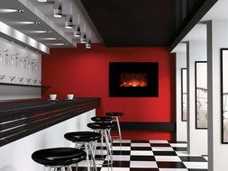 Modern Flames CLX Series Wall Mount/Built-in Electric Fireplace with Black Glass Front, 100-Inch N17