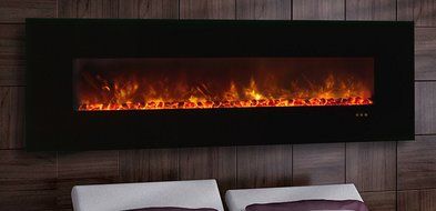 Modern Flames CLX Series Wall Mount/Built-in Electric Fireplace with Black Glass Front, 100-Inch N18