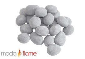 Moda Flame 24 Piece Ceramic Fireplace Pebble Set in Gray