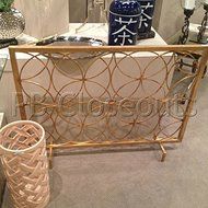 Venn Circles Fireplace Screen Antique Gold Flat Panel Modern Fire Screen N2