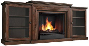 Real Flame Frederick Entertainment Center Ventless Gel Fireplace - Chestnut Oak