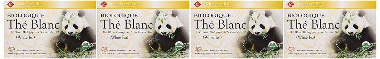 Uncle Lee&#039;s Tea Organic White Tea, Tea Bags, 100-Count Boxes (Pack of 4) N3