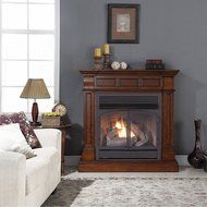 Duluth Forge Dual Fuel Vent Free Gas Fireplace - 32,000 BTU, Remote Control, Auburn Cherry Finish N4