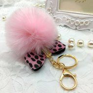 AutumnFall&reg; Fluffy Faux Rabbit Fur Ball Charm Car Keychain Handbag Key Ring (# 14) N3