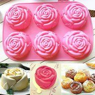 &quot;6 Rose Silicone Muffin Cup Cake Jelly Baking Mould DIY Pudding Soap Mold&quot; shopping N3