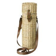 Grasslands Road Coastal Life Seagrass Basket Woven Wine Caddy with Shoulder Strap