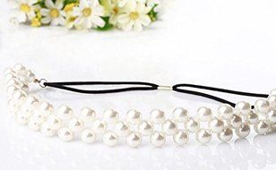 Handmade Bling Inlay Pearl Beaded Headband HairBand Hair Rubber Band Accessories N2