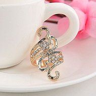 New Women&#039;s Ladies Fashion Gold Plated Charm Crystal Engagement Jewelry Ring (8)