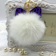 AutumnFall&reg; Fluffy Faux Rabbit Fur Ball Charm Car Keychain Handbag Key Ring (# 14) N4