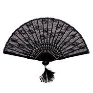 Lady&#039;s Girl&#039;s Lace Handheld Folding Hand Fan Black