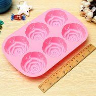 "6 Rose Silicone Muffin Cup Cake Jelly Baking Mould DIY Pudding Soap Mold" shopping N4