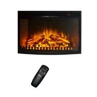 MCM3 34&rdquo; Recessed Electric/Smokeless Fireplace with Side Bricks,W34''xD12''xH24'',Black