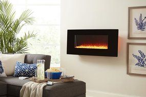 Firefly 16in-42-109C Wi-Fi Smart LED Wall Mounted Electric Fireplace with Bluetooth Speaker, Black, Extra Wide... N6