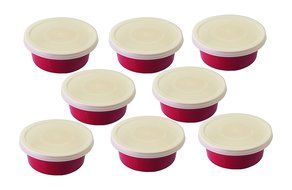 BergHOFF 8 Piece Geminis Round Covered Dish, 5.75" x 2.5", Red