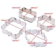 Whosee 4Pcs Stainless Blessing Pastry Cake Cookie Cutter Biscuit Mold Baking Decor DIY