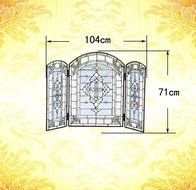 Makenier Vintage Tiffany Style Stained Art Glass Decorative 3-panel Fireplace Folding Screen Firewall N4