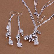 Fashion 925 sterling Silver Plated Pretty bead women Earring Necklace set S121