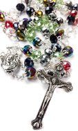 Multicolor Crystal Beads Rosary Catholic Necklace Holy Soil &amp; Crucifix Jerusalem N2