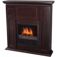 Home Electric Fireplace w/36" Mantle &amp; Storage, Chestnut, Realistic flame effect