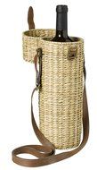 Grasslands Road Coastal Life Seagrass Basket Woven Wine Caddy with Shoulder Strap N3
