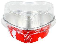 Foil Baking Heart Cup 3.4 ounces with Lid Happy Hour 100 count box