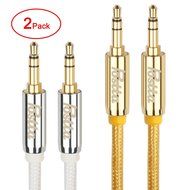 Postta 3.5MM Braided Stereo Audio cable(6 Feet)Dual-shielding Male to Male AUX Cable for car stereos,Smartphones... N16
