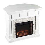 Southern Enterprises Merrimack Corner Electric Fireplace in White N5