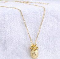 Tiny Pineapple Fruit Cute Charm Long Chain Necklace Summer Jewelry Gold Plated