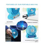 USB Mini Fan, Gongtian TM Portable 4 Inch USB Fan Powered by Rechargeable Battery with 3-Level Speed for Outdoor... N2