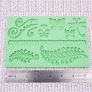 QINF DIY Fondant Cake The leaves, Butterflies And Dragonflies Decorating Silicone Embossing Mold N2