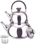 18/10 STAINLESS STEEL TURKISH SAMOVAR STYLE DOUBLE TEA KETTLE &amp; POT