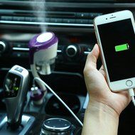 Car Humidifier,2 USB Ports Aroma Humidifier, Power Protection Car Air Purifier ,Car Charger. N12