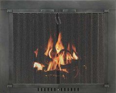 Stoll Philadelphia Premium Bi-Fold Glass Fireplace Door 35" x 28" Matte Black Finish