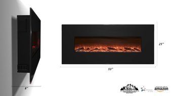 Garibaldi Heating 50" Electric Wall Mounted Fireplace with Remote, Realistic Log Flame Effect, Multiple Heat Settings...