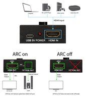 Fosmon HDMI to HDMI ARC Adapter + Optical Audio Extractor Converter [Supports 1080p, 4K, 3D] Includes: HDMI ARC... N2