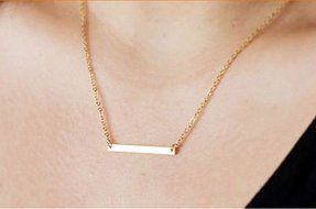 OL Horizontal Stick Necklace Noble Simple Bar Bone Pendant Chain Gold New Gift