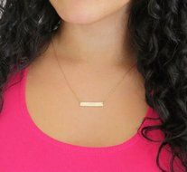 OL Horizontal Stick Necklace Noble Simple Bar Bone Pendant Chain Gold New Gift N2