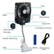 E-joy&reg; Mini USB Powered Flexible Gooseneck Fan LED Cooling Flashing USB Temperature Fan for PC Laptop Notebook... N7