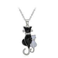 Fashion Women Girl Silver Plated Cat Pendant Chain Necklace Jewelry