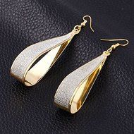 Gold Silver Crystal Scrub Water Drop Hook Dangle Earrings Fashion Women Party (gold)