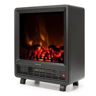 Mini Free Standing Electric Fireplace Stove - 18 Inch Black Portable Electric Fireplace with Realistic Fire and... N3