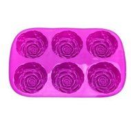 Teanfa 6-cavity Silicone Flower Rose Cake Candy Soap Mold Jelly Cupcake Mould Baking Pan N4