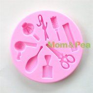 Mom&amp;pea 0634 Hair Tools Shaped Silicone Mould for Fondant Cake Sugar Paste Cake Decoration 3d Cake Toppers Mold... N2