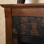 Upton Home Stonegate Antique Stone Stacked Oak Electric Fireplace