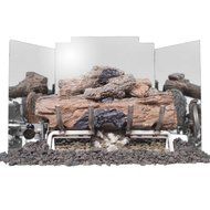 Peterson Gas Logs 24 Inch 3-fold Contemporary Polished Stainless Steel Fireback N2
