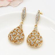 Indian Bridal Jewelry Set Gold Plated Dangle Ball Earrings+Necklace Crystal Gift N2