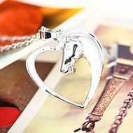 Sister Heart Horse Silver Chain Choker Family FriendShip Charm Pendant Necklace