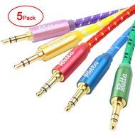 Postta 3.5MM Braided Stereo Audio cable(6 Feet)Dual-shielding Male to Male AUX Cable for car stereos,Smartphones... N23