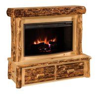 American Made Rustic Log Fireplace With Mantel (Red Cedar)